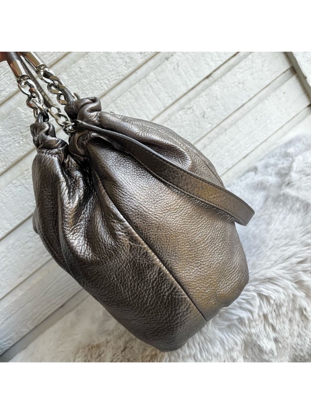 MICHAEL KORS Silver Metallic Lillie Fulton Tote Shoulder Bag - Picture 3 of 10